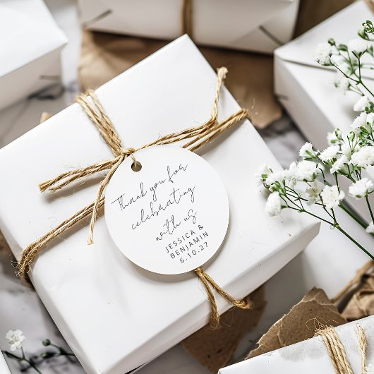 Moderne Skripthandschrift Schwarz-Weiß-Hochzeit Geschenkanhänger