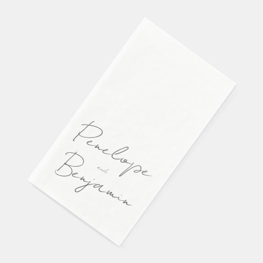 Moderne Skripthandschrift Schwarz-Weiß-Hochzeit Serviette (Ecke)