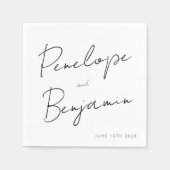 Moderne Skripthandschrift Wedding Boho White Serviette (Vorderseite)