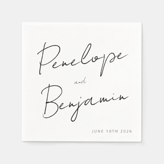 Moderne Skripthandschrift Wedding Boho White Serviette (Vorderseite)