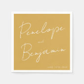 Moderne Skripthandschrift Wedding Boho Yellow Serviette (Vorderseite)