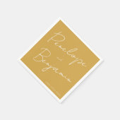 Moderne Skripthandschrift Wedding Boho Yellow Serviette (Ecke)