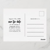 Moderne Skripthochzeit speichern das Datum Foto Go Folie Einladungspostkarte (Rückseite)