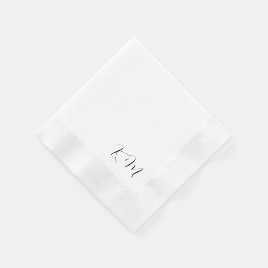 Moderne Skriptinitialen B/W Hochzeitsgeprägt Serviette (Ecke)