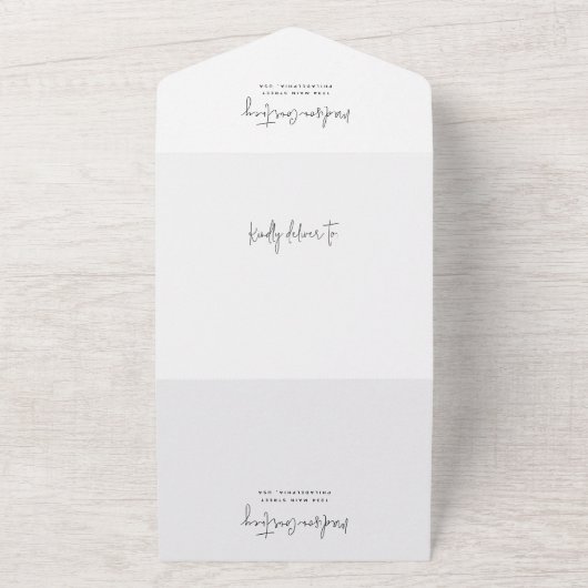 Moderne Skriptkalligrafie Monogram Wedding All In One Einladung (Außenbereich)