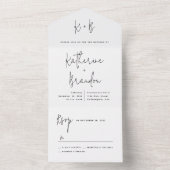 Moderne Skriptkalligrafie Monogram Wedding All In One Einladung (Innen Boden)