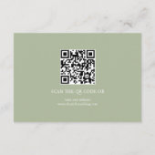 Moderne Skriptkalligrafie Salbei Grüne QR Hochzeit Begleitkarte (Rückseite)