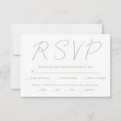 Moderne Skriptkalligrafiebsage grüne Hochzeit RSVP Karte (Vorderseite)