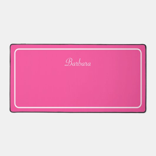 Moderne Skriptkalligraphie auf Neon Pink Schreibtischunterlage (Vorderseite)