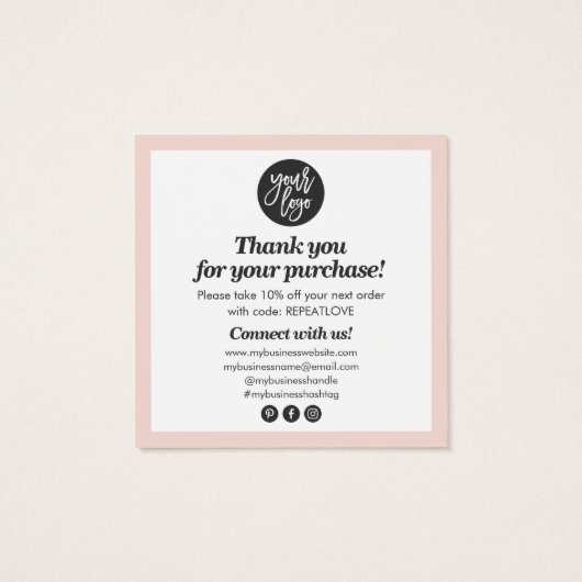 Moderne Skriptkalligraphie dankt dem blush pink (Rückseite)