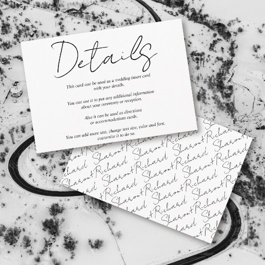 Moderne Skriptkalligraphie Schwarz-Weiß-Hochzeit Begleitkarte