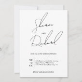 Moderne Skriptkalligraphie schwarz, weiß Hochzeit Einladung (Vorderseite)