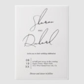 Moderne Skriptkalligraphie schwarz, weiß Hochzeit Pergament Einladungen (Vorderseite)