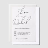 Moderne Skriptkalligraphie schwarz, weiß Hochzeit Pergament Einladungen (Versetzt)