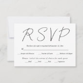 Moderne Skriptkalligraphie Schwarz-Weiß-Hochzeit RSVP Karte (Vorderseite)