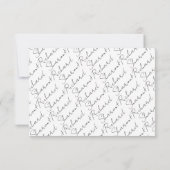 Moderne Skriptkalligraphie Schwarz-Weiß-Hochzeit RSVP Karte (Rückseite)