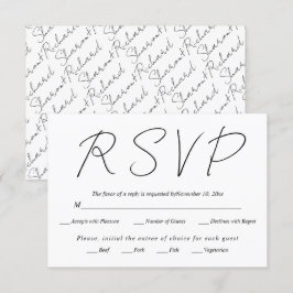 Moderne Skriptkalligraphie Schwarz-Weiß-Hochzeit RSVP Karte