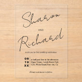 Moderne Skriptkalligraphie, Schwarze Hochzeit Acryleinladungen (Vorderseite)