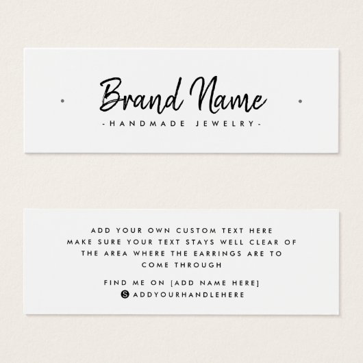 Moderne Skriptkarte mit minimalem Ohrring (Vorne & Hinten)