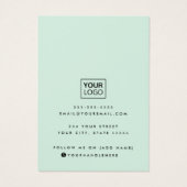 Moderne Skriptlogo-Minze-Green-Ohrring-Display-Kar (Rückseite)