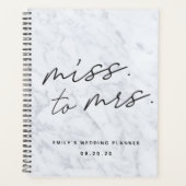 Moderne Skriptmarble Miss an Frau Bridal Wedding Planer (Vorderseite)