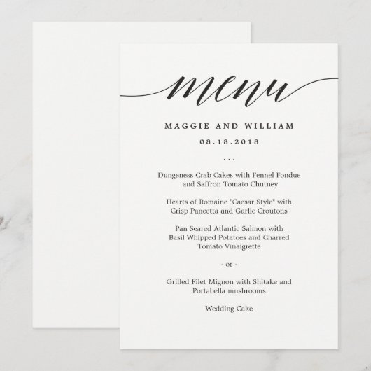 Moderne Skriptmenükarte Menükarte (Vorne/Hinten)