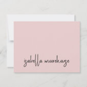 Moderne Skriptname Blush Pink Flat Note Card Mitteilungskarte (Vorderseite)