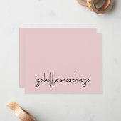Moderne Skriptname Blush Pink Flat Note Card Mitteilungskarte (Vorderseite/Rückseite Beispiel)