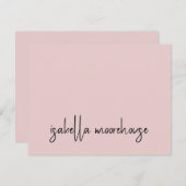 Moderne Skriptname Blush Pink Flat Note Card Mitteilungskarte (Vorne/Hinten)