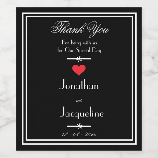 Moderne Skriptnamen Danke Hochzeit Weinetikett (Einzelnes Label)