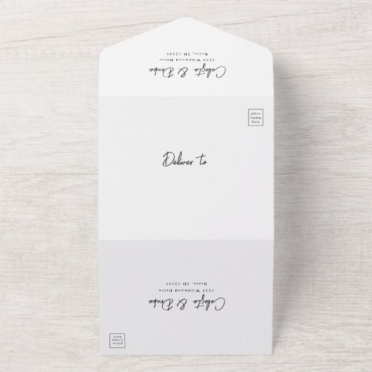 Moderne Skriptnamen Foto Hochzeit All In One Einladung (Außenbereich)