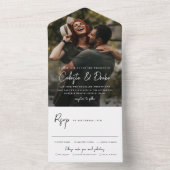 Moderne Skriptnamen Foto Hochzeit All In One Einladung (Innen Boden)