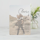 Moderne Skriptnamen Fotos Qr Code Hochzeit Einladung (Stehend Vorderseite)