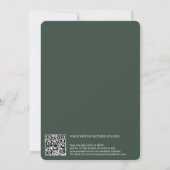 Moderne Skriptnamen Grün qr Code Hochzeit Einladung (Rückseite)