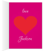 Moderne Skriptnamen Hot Pink Valentinstag Card (Innen (Rechts))