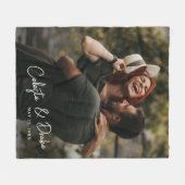 Moderne Skriptnamen Paare Foto Hochzeit Fleecedecke (Vorderseite (Horizontal))