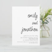 Moderne Skriptnamen QR Code Hochzeit Einladung (Stehend Vorderseite)