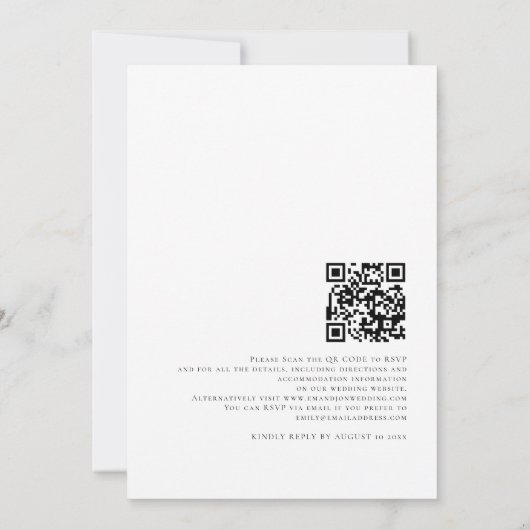 Moderne Skriptnamen QR Code Hochzeit Einladung (Rückseite)
