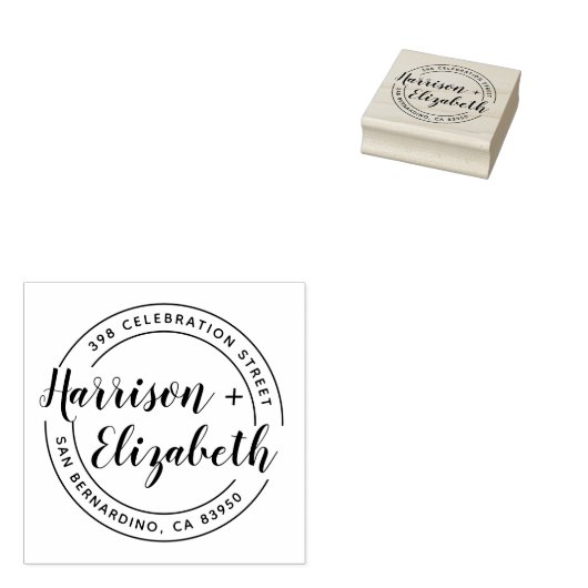 Moderne Skriptnamen Runde Rücksendeadresse Gummistempel (Stempel)