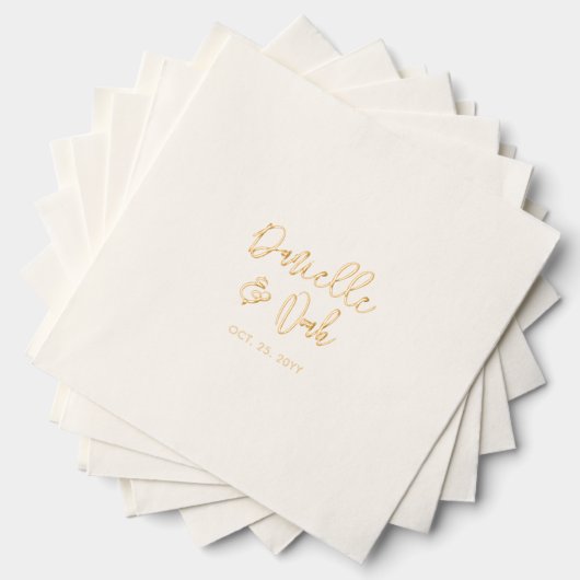 Moderne Skriptpaare Name Custom Wedding Servietten Mit Folie (Insitu (Gestapelt))