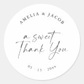 Moderne SkriptPersonalisierte Gastgeschenk Hochzei Runder Aufkleber (Vorderseite)
