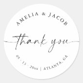 Moderne SkriptPersonalisierte Gastgeschenk Hochzei Runder Aufkleber (Vorderseite)