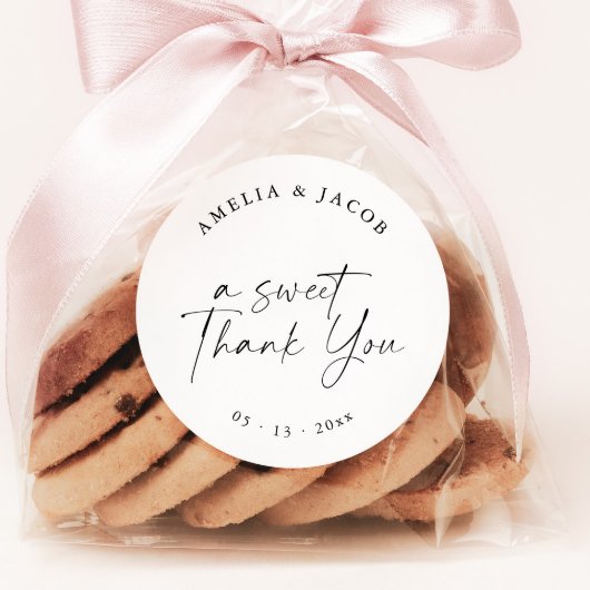 Moderne SkriptPersonalisierte Gastgeschenk Hochzei Runder Aufkleber