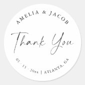 Moderne SkriptPersonalisierte Gastgeschenk Hochzei Runder Aufkleber (Vorderseite)
