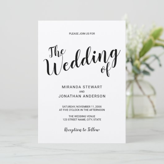 Moderne Skriptpresse Einladung (Stehend Vorderseite)