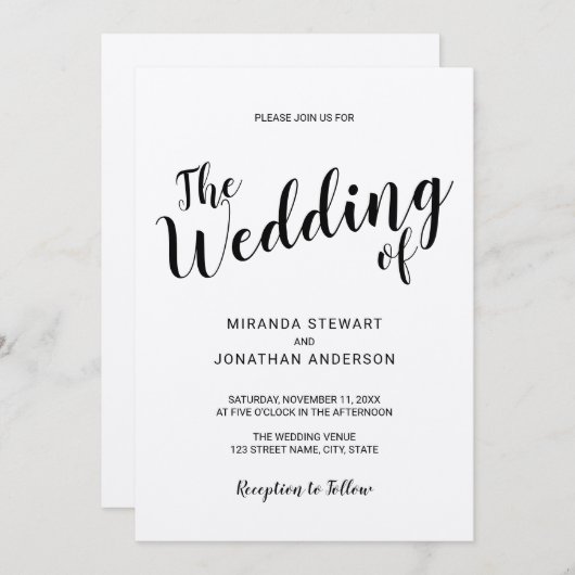 Moderne Skriptpresse Einladung (Vorne/Hinten)