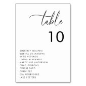 Moderne Skriptsitzkarten-Namen Minimale Hochzeit Tischnummer (Vorderseite)