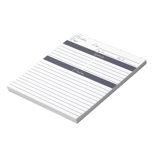 Moderne Skriptspät graue Personalisierte Rezepte Notizblock (Rotiert)