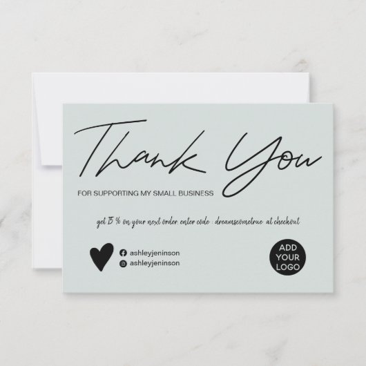 Moderne Skriptsprache grün Reihenfolge danke (Vorderseite)