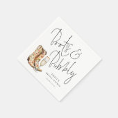 Moderne Skriptstiefel und Bubbly-Brautparty Serviette (Ecke)